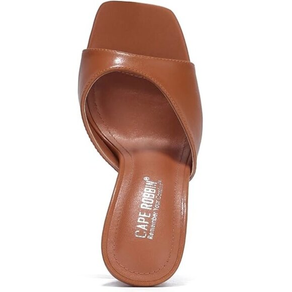 Cape Robbin Womens Size 8 Pyramid High Heels Square Open Toe Lithe Sandals Brown - Picture 4 of 8